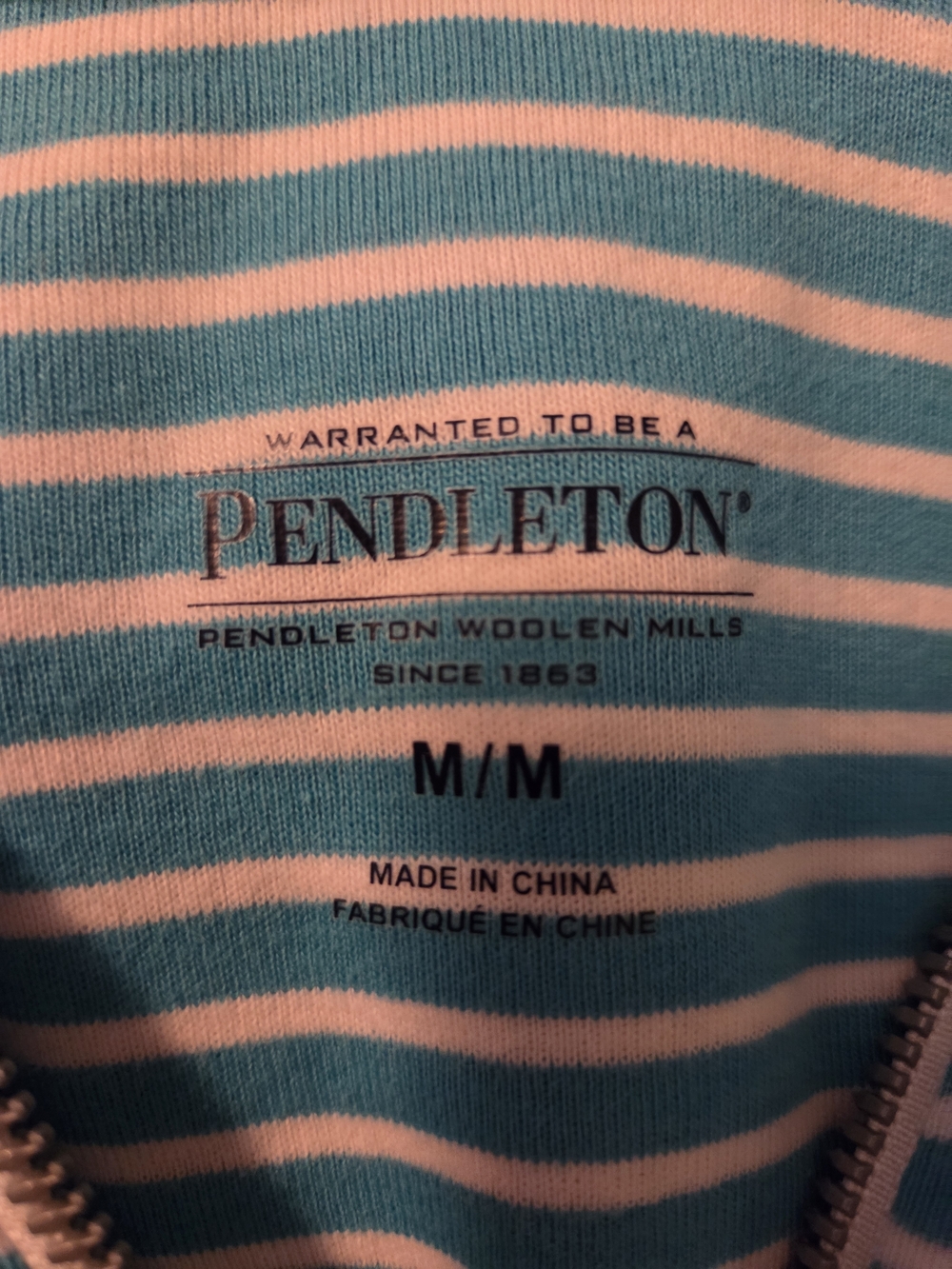 Pendleton Woolen Mills Aqua & White Striped Hooded Zip Jacket - Picture 12 of 15